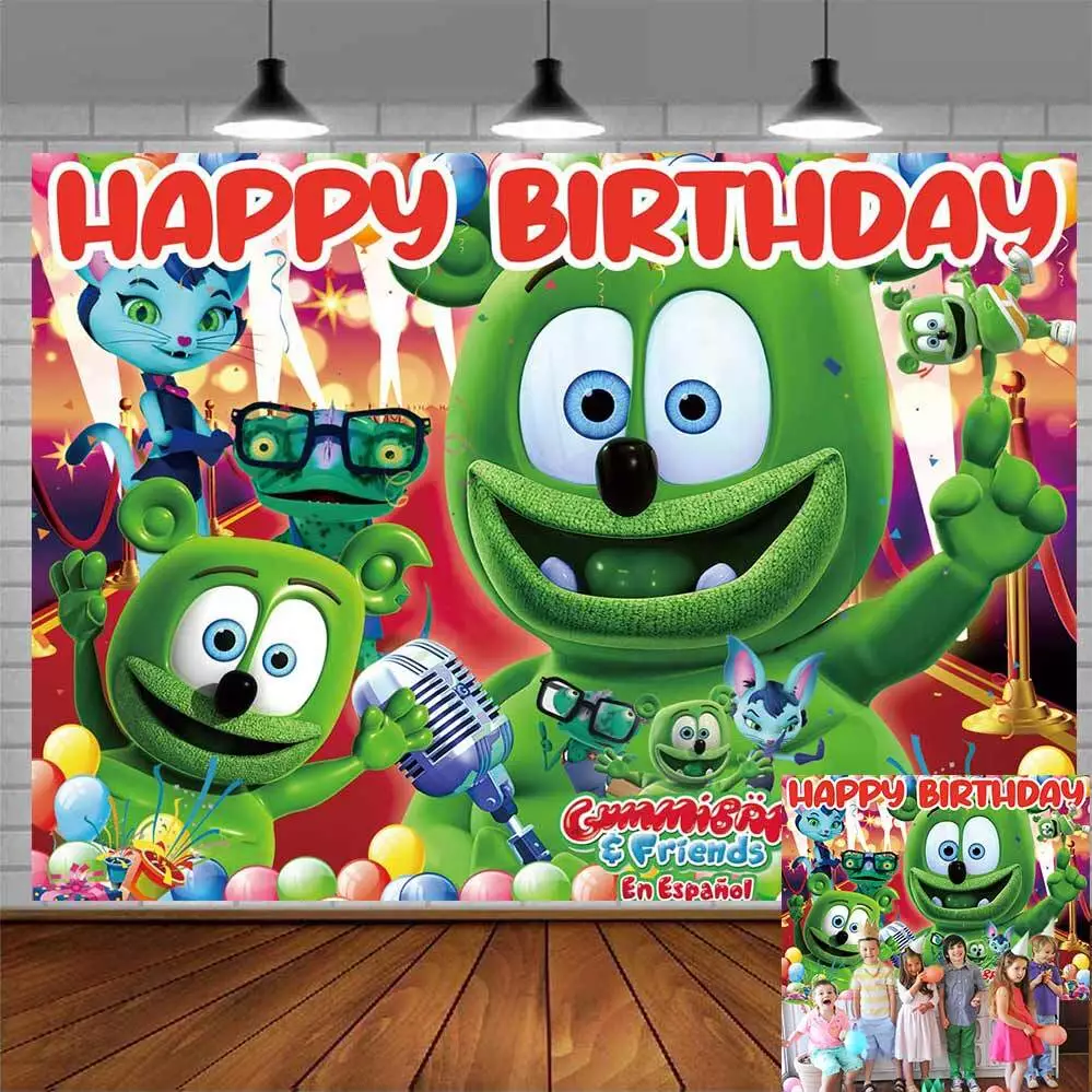 Gummy Bear Birthday Backdrop Banner Background Cartoon Party