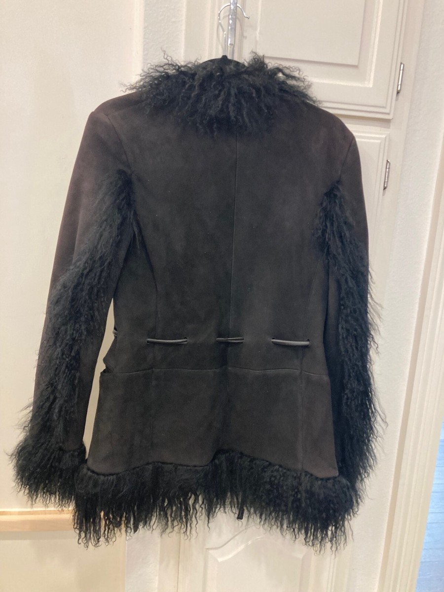 Gucci Tom Ford Era F/W 1999 Black Suede and Shearling Coat 90s Y2K