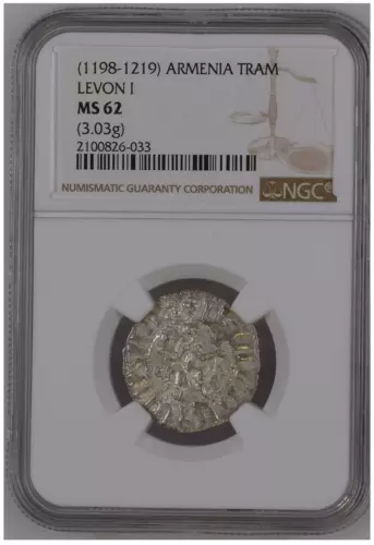 Cilician Armenia, Levon I (1198-1219) - MS 62 NGC Certified, AR Tram