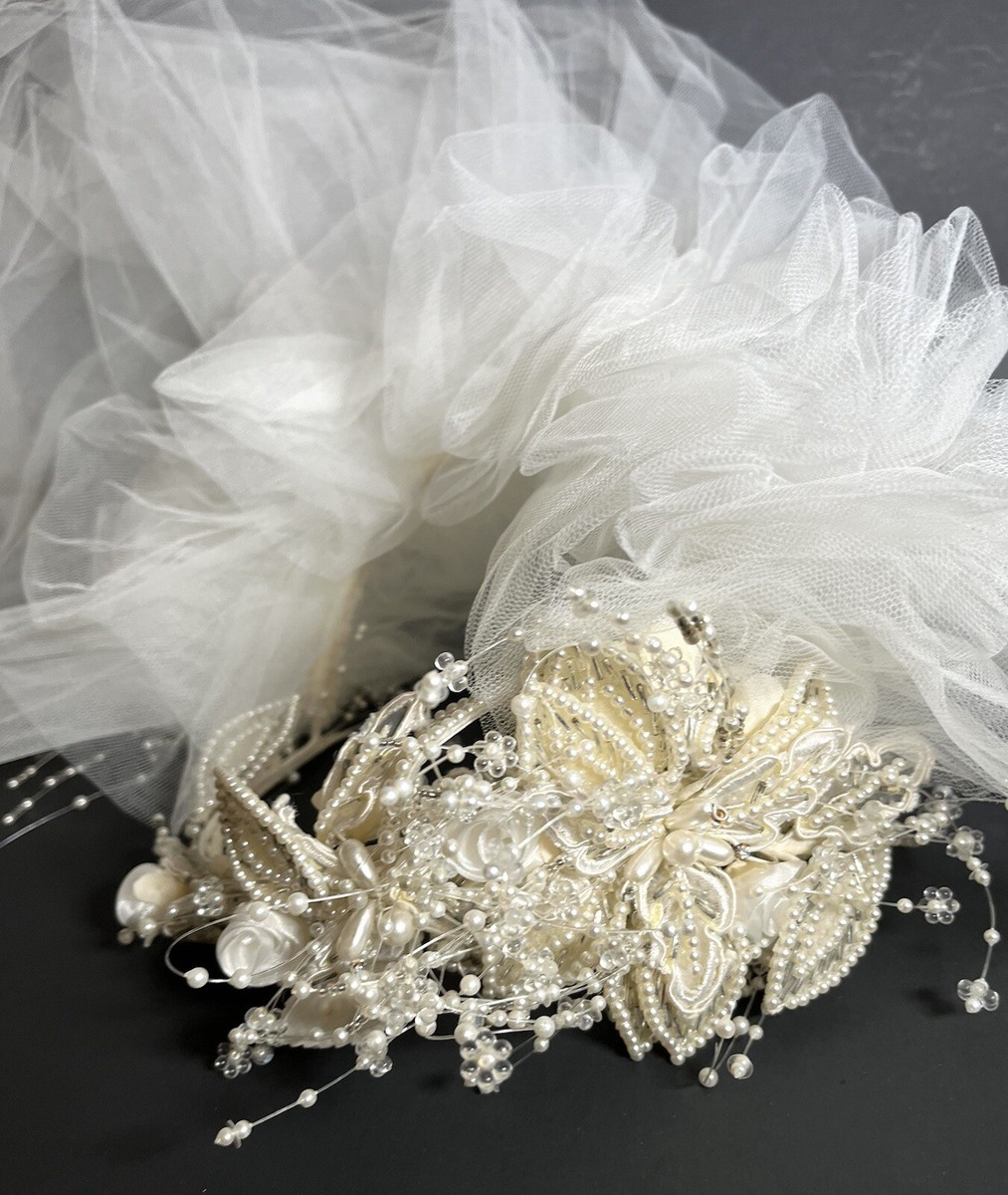 David’s Bridal Headpieces Ivory (2) Organza Feathers Pearls and Rhinestones David main image 4
