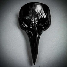 Black Raven Skull Long Nose Halloween Masquerade Party Bird Nose Full Face Mask