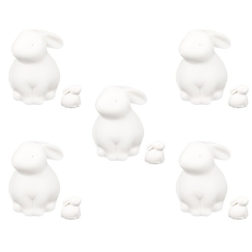 12Pcs Lapins En Bois À Peindre, 63-Piece Lapin Kit De Décoration