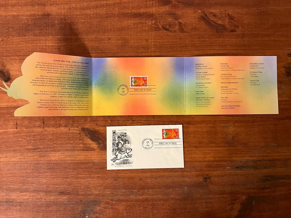 Chinese/Lunar New Year Stamp Ceremony Program Year The Rabbit w/ Envelope 1999 - Image 3 of 4