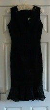 LIPSY BLACK LACE FLUTE HEM BODYCON DRESS SIZE 8 - BNWT - 287