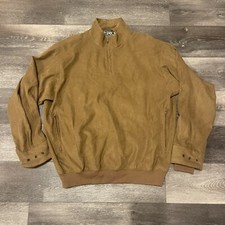 Mens Zero Restriction Golf Outerwear Brown Suede Long Sleeve Pullover Medium