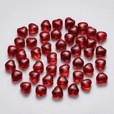 100x Crystal Clear Jade Glass Red Heart Spacer Beads with Hole Jewelry Making