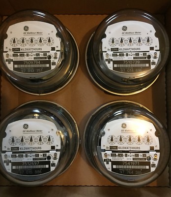GE, WATTHOUR METER KWH, I-70S, 240V, FM2S, 200A, 4 LUG, 3W, ZERO RESET, LOT OF 4