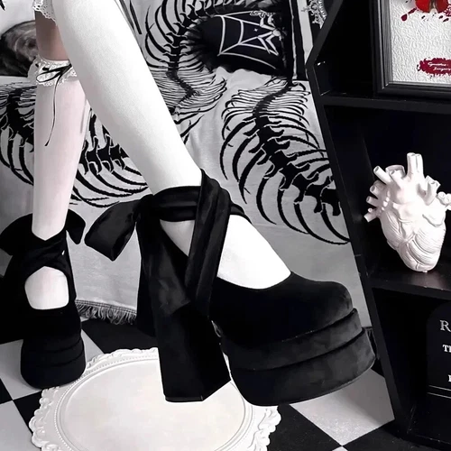 Platform Mary Jane Shoes Fashion Cross Strap Thick Heel Shoes Dress Shoes Pumps - Bild 5 von 24