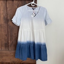 NEW skies are blue dress Size XS flutter sleeve blue Dip Dye Ombre Boho festival