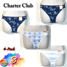 NWT 4-Pack Charter Club Womens S Pretty Cotton Bikini Floral Paisley 100150462