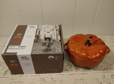 NEW Staub Ceramic .75 Quart 5.7  Pumpkin Cocotte - Burnt Orange