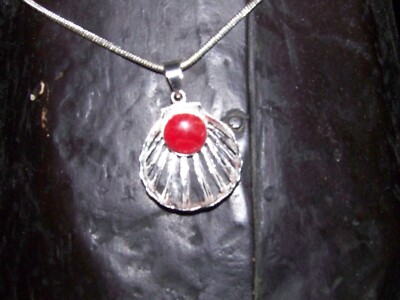 Sterlingsilber & rote Koralle in einer Halbschale, 2 mm 16-30 Zoll Sterling Halskette.