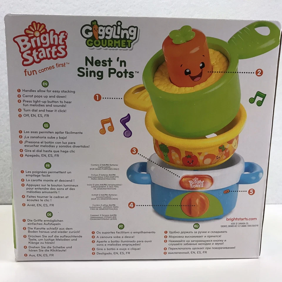 Игрушка Bright Starts Giggling Gourmet Nest N' Sing Pots для игр и обучения 6-36 месяцев - Изображение 2 из 4