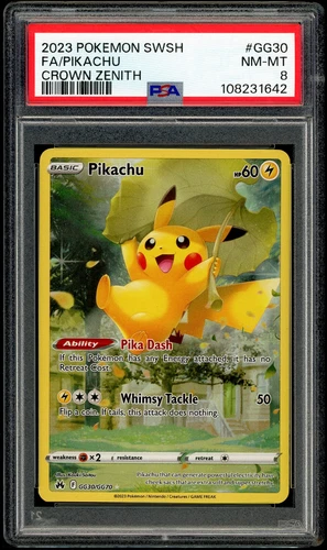 PSA 8 NM-MINT Pikachu Full Art Crown Zenith GG30 2023 Pokemon S&S