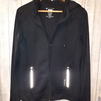 SaunaFX Women's Jacket Large Black Neoprene Sauna Hooded Microban Workout Pre-ow