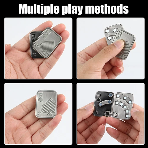 Metal Fidget Toys Magnetic Slider Poker Push Card Anxiety Stress Relief Toys - Picture 5 of 8