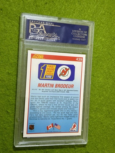 Martin Brodeur PSA 9 ROOKIE CARD JERSEY #30 New Jersey DEVILS 1990 Score RC NHL - Picture 11 of 24