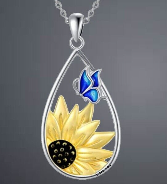 Gifts for girls Necklace Sunflower Butterfly daughter Granddaughter Mum  Nanny