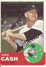 Vintage 1963 Topps Baseball #445 Norm Cash EC