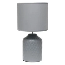 Simple Designs LT2122-GRY 17.25" Touch of Chevron Ceramic Table Lamp with Mat...