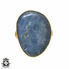 Size 9.5 - Size 11 Adjustable Kyanite 24K Gold Plated Ring GPR515