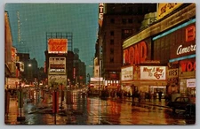 Postcard Time Square at Night New York City NYC c1960s