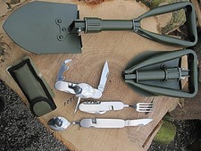 Outdoorset Notfallset KLAPPSPATEN Edelstahl Essbesteck Messer BW Bundeswehr 