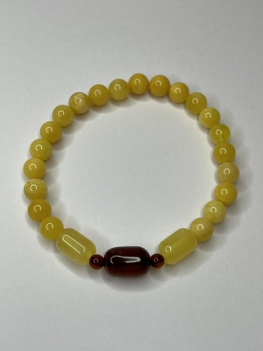 Multicolor AMBER Stone Bracelet. YELLOW ROUND CYLINDER Amber Beads Bracelet. - Picture 6 of 12