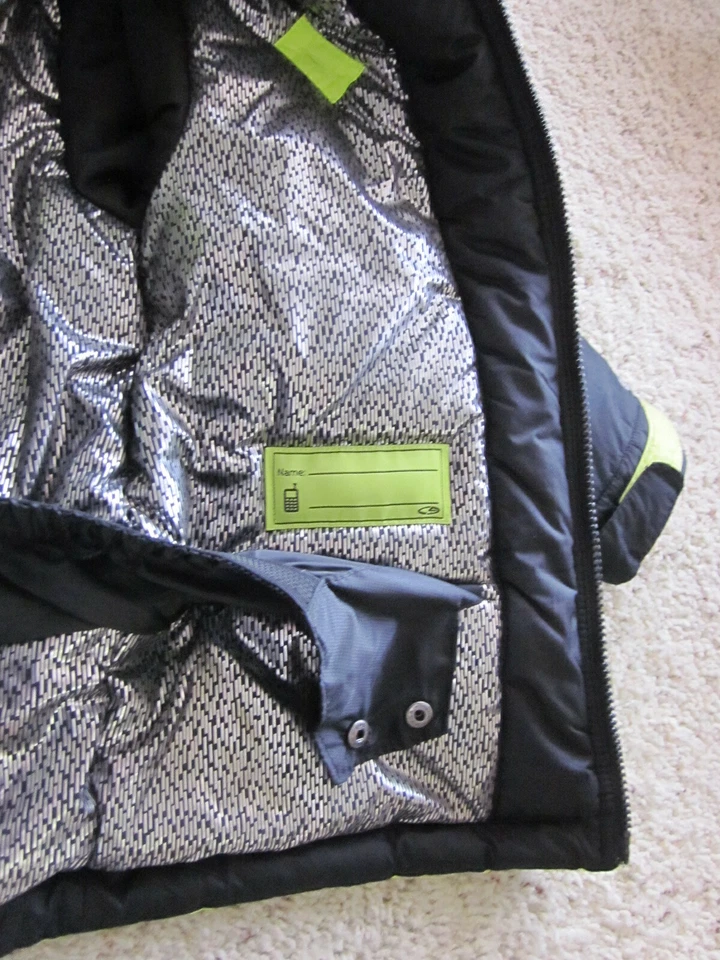 Kid's CHAMPION Polyester Jacket Hooded Gray, Black & Neon Green Size S (6-7) - Image 4 of 4