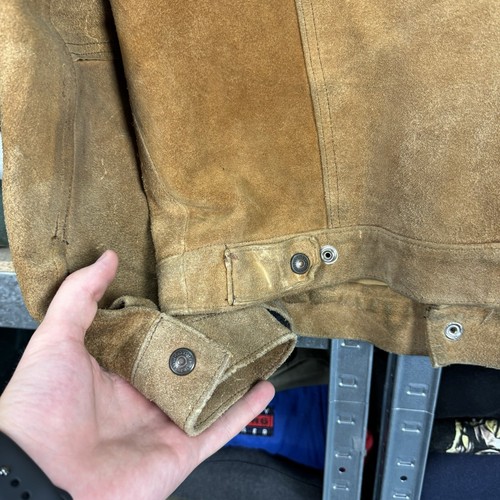 VINTAGE 1960s LEVI'S BIG E SPLITE COWHIDE SUEDE LEATHER TRUCKER JACKET Sz 40 (S) - Picture 10 of 13