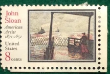 Vintage US Postage Stamp - # 1433 - 1971 8c John Sloan (Used Single Stamp)