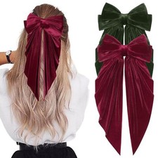 Velvet Hair Bows for Women Girls 2 PCS Hair Ribbon Bow Hair Clips with Long T...