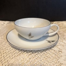 Fukagawa Arita-Silver Wheat-Flat Cup And Saucer