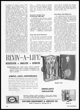 1958 Oxygen Equipment Service Chicago Reviv-A-Life Resuscitator Vintage Print Ad