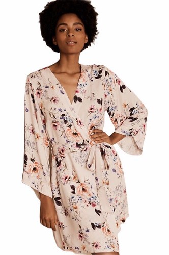 VALA XS Pink Floral Kimono Robe | eBay