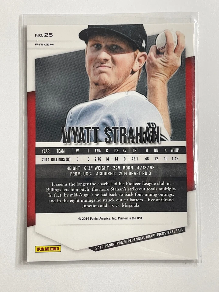 Wyatt Strahan PRIZM 2014 Panini Perennial Draft Picks Prizms MLB Refractor 25 RC - Image 2 of 2