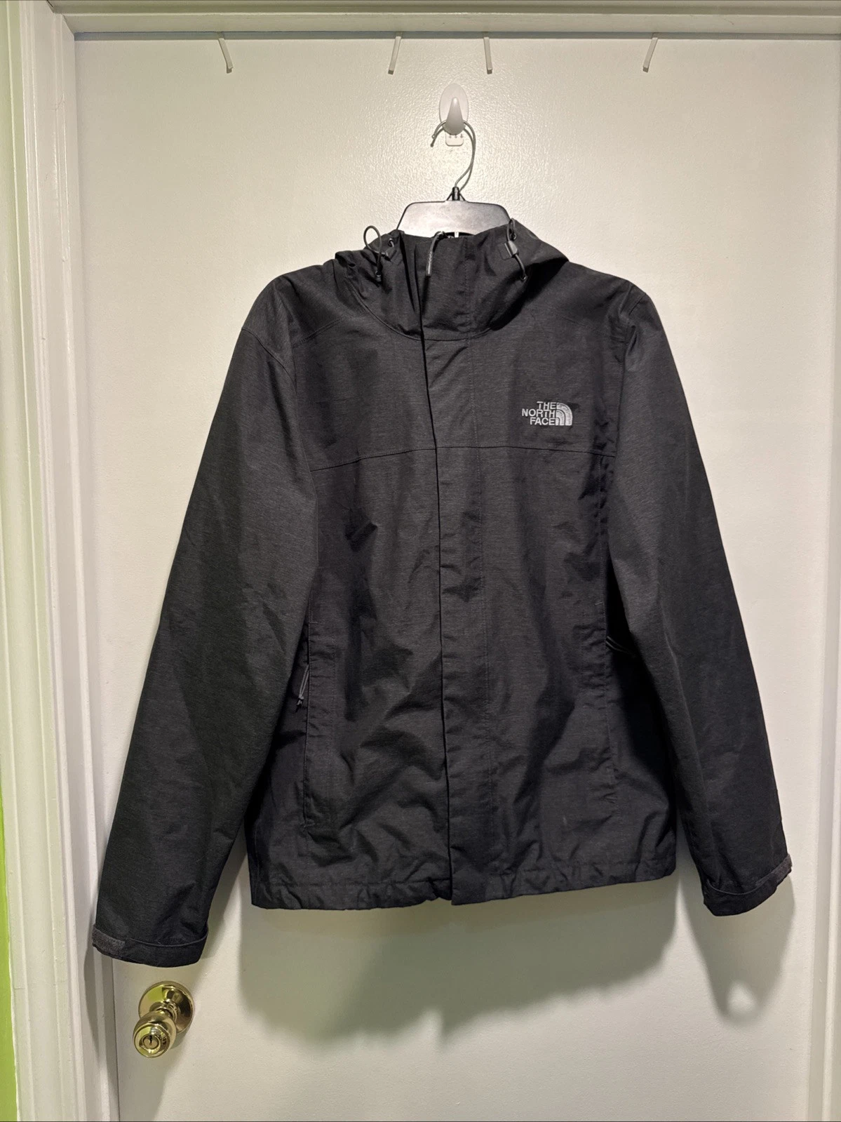 North Face Jacket Mens Large Red Maroon Hooded Rain Coat Nylon Dryvent Lined