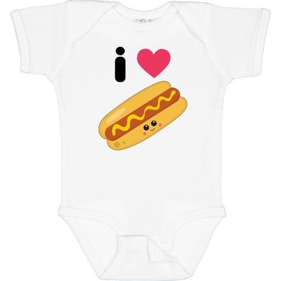 Inktastic I Love Hot Dogs Baby Bodysuit Food Humor Fast Mustard Bun Cute Tasty