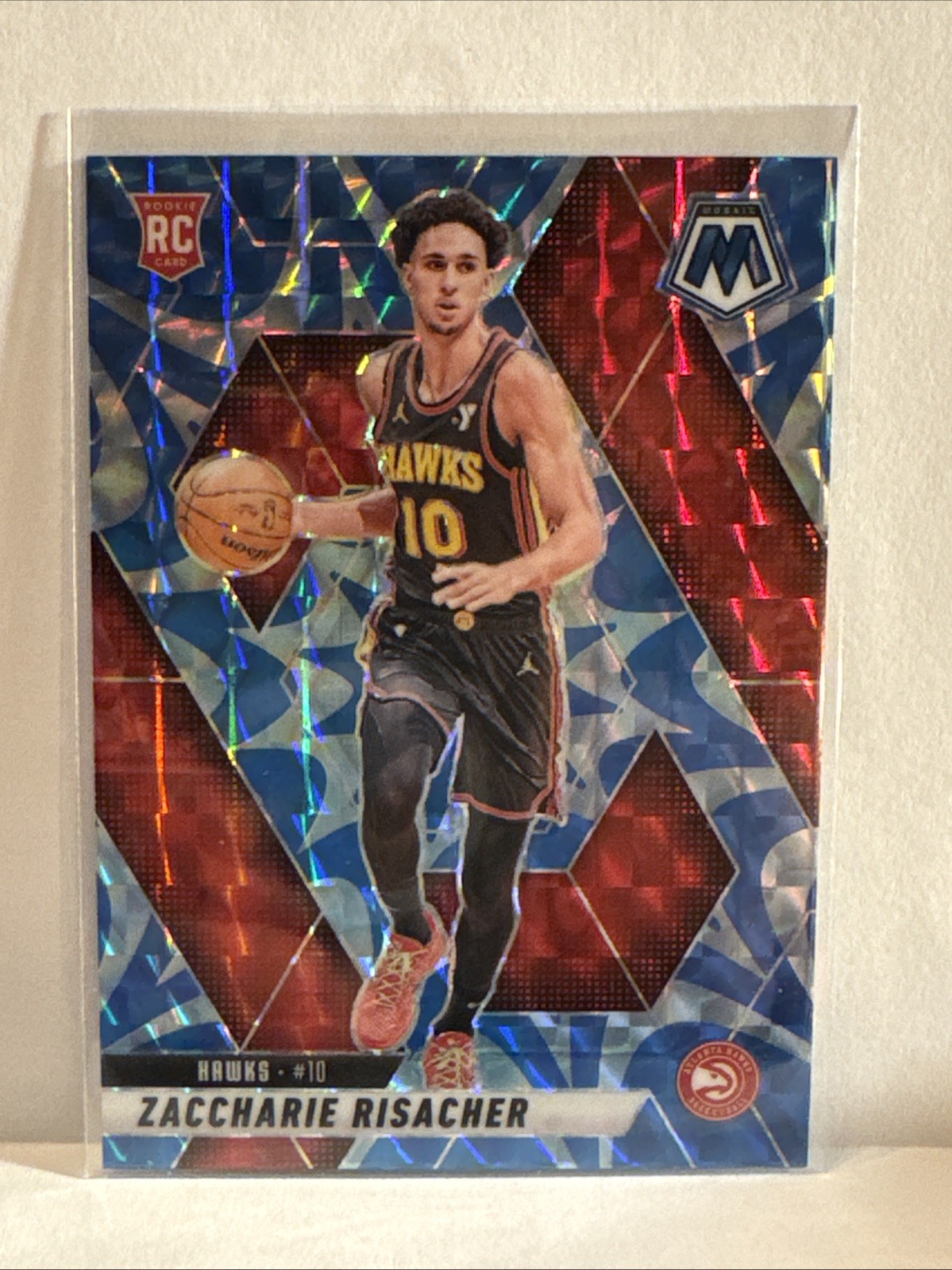 2024-25 Panini Mosaic - Rookies Zaccharie Risacher #213 Reactive Blue Mosaic...