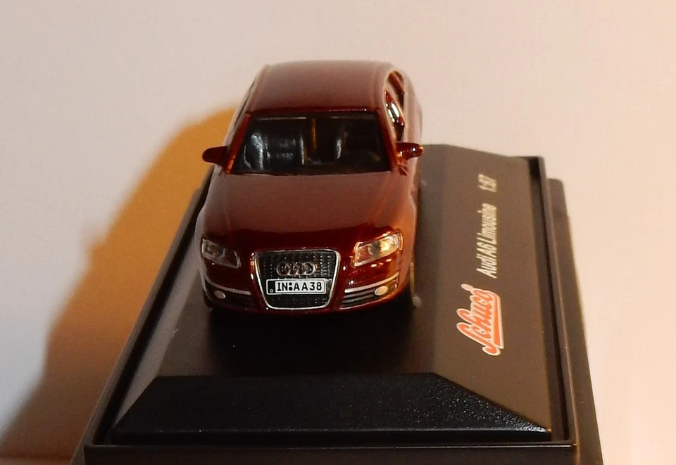 Micro IN Metallo Die Cast Schuco Ho 1/87 AUDI A6 Limousine Rosso No. Box - Immagine 2 di 4