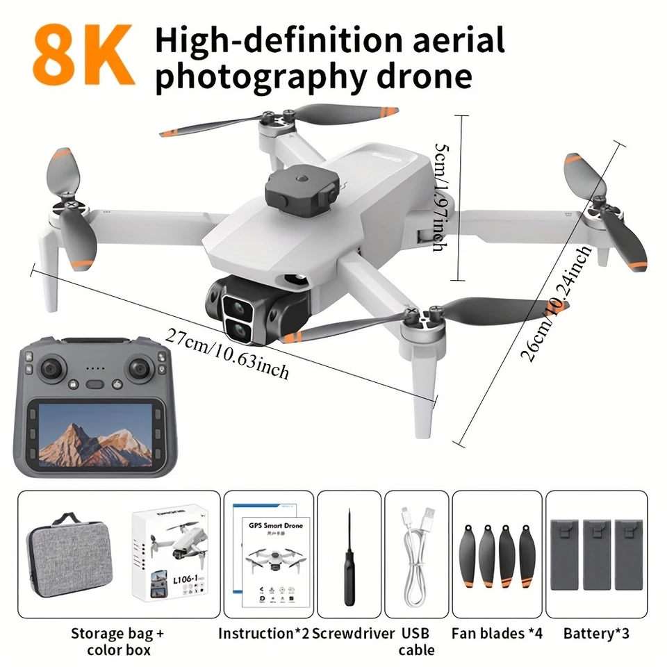 5G Professional 8K HD Dual Camera Drone With FPV WIFI Obstacle Avoidance GPS - Image 3 of 4