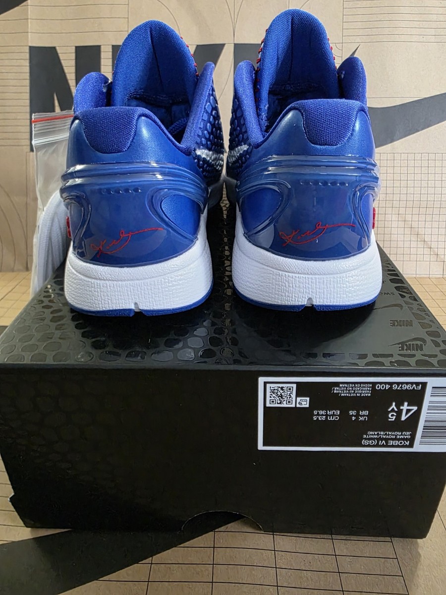 bleu5 Nike Zoom Kobe 6 GS 'Dodgers' Royal Blue FV9676-400 Size 4.5Y