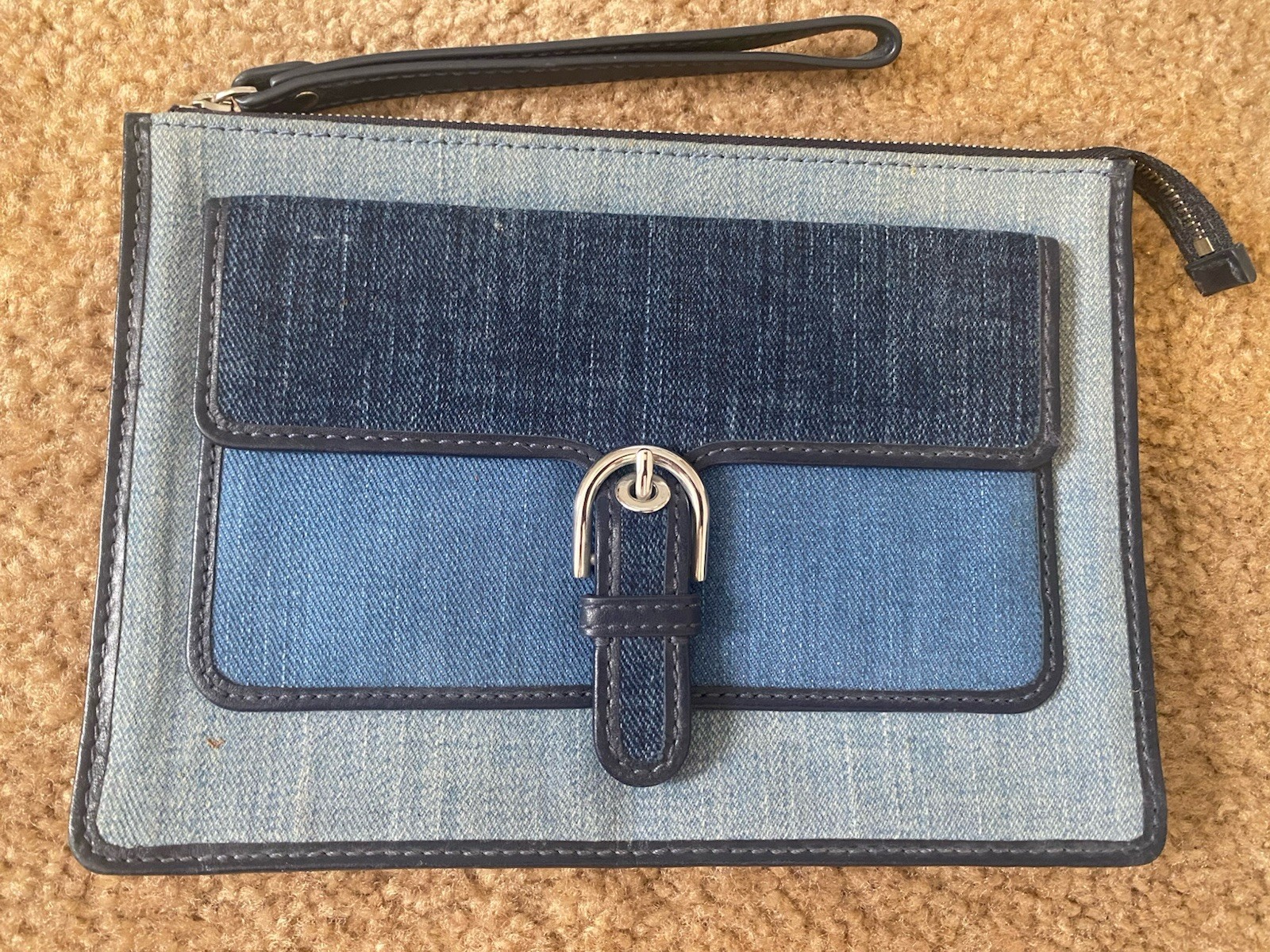 Michael Kors Denim Patchwork Wristlet Clutch Bag … - image 1