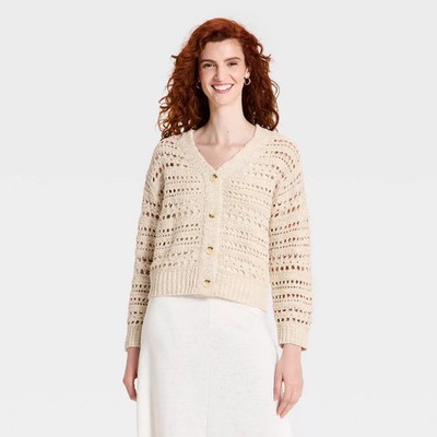 Women Openwork Cardigan Sweater - Universal Thread