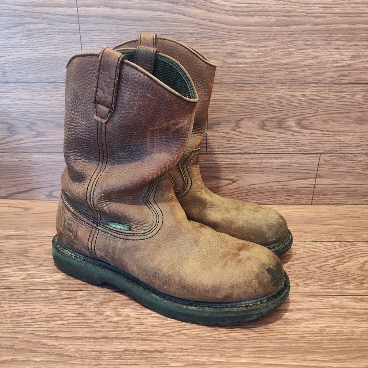 John Deere Boots Mens Size W Waterproof Pull On Distressed