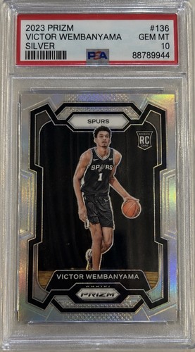 2023 Panini Prizm SILVER #136 VICTOR WEMBANYAMA Rookie RC PSA 10