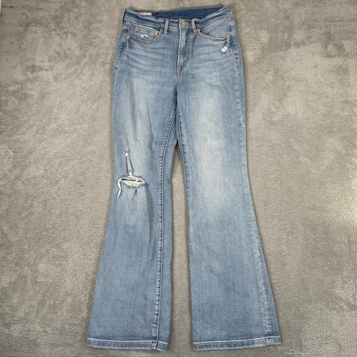 Gap 70s Flare High Rise Jeans Womens 27 Light Wash Distressed Denim Boho Retro