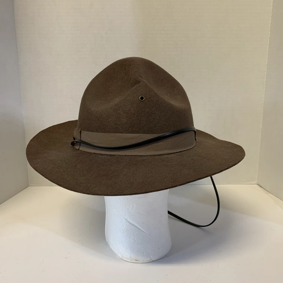 Military Campaign Hat Brown USMC Mens Adult Drill Sergeant Hat Sz S/M - Image 4 of 4
