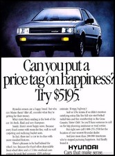 1987 1988 Hyundai Excel happiness Vintage Advertisement Print Art Car Ad J272