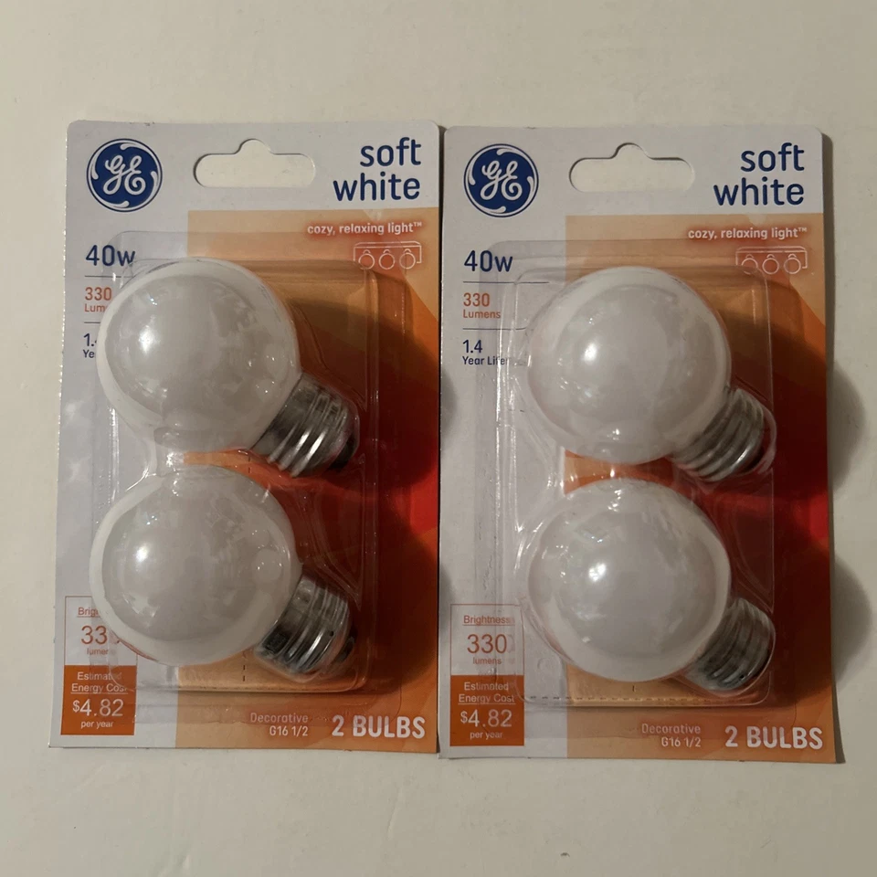 24 GE 40w Soft White Globe G16 1/2 Shape 31110 Decorative Cozy Light Bulbs E26 - Image 4 of 4